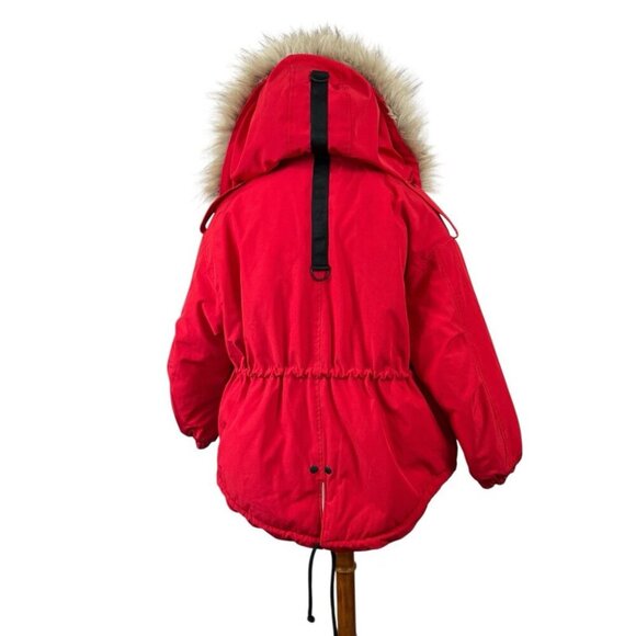 C&A Parka Jacket Womens S Small Red Polyester Fill Puffer Faux Fur Winter Skiing - Picture 5 of 13